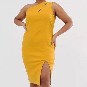 Vesper Plus one shoulder midi pencil dress
